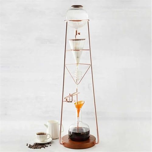 Cafetera Cold Brew, vidrio de borosilicato alto de 1200 ml, válvula de ajuste de grifo de metal, tecnología de goteo lento, hace 9-12 tazas para oficina en casa