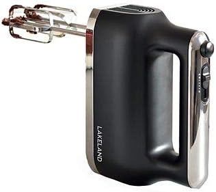 Lakeland 5 Speed 400 Watts Hand Mixer Matt Black with Beaters and Dough Hooks