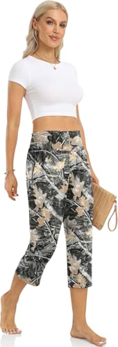 Image of UEU Women's Yoga Capri Pants Loose Soft Drawstring Workout Sweatpants | Comfortable Stretchy Fabric, Casual Lounge Pants, Side Pocket, Workout Travel Daily Wear