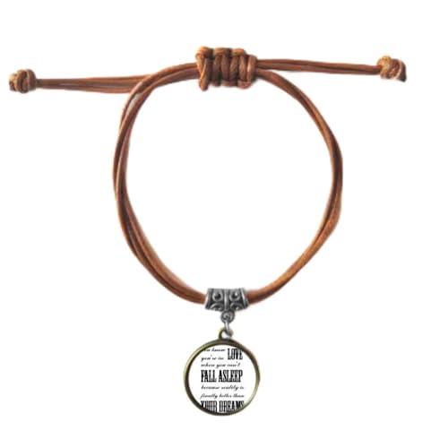 Bracelet couple cuir double corde, cadeau idéal avec citation anglais