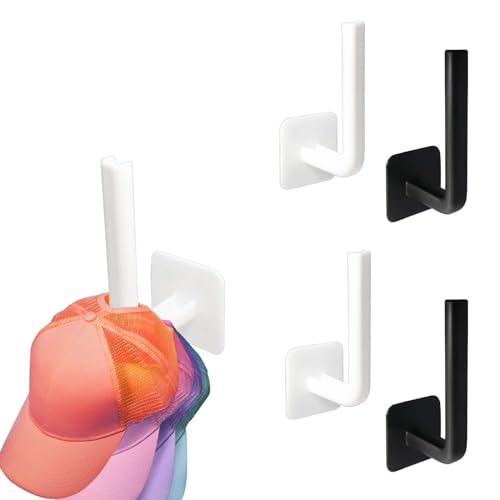 SVOCK 4PCS Organizador Gorras, Colgador Sombreros Pared en Blanco y Negro, Perchero Adhesivo Puerta no Es Necesario Hacer Agujeros, Organizador de Gorras para Muchos Tipos de Sombreros