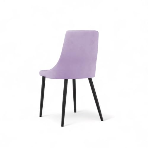 Image of Finch Fox Taskpro Modern Unique Velvet Upholstered Seating Living Room Dining Chair with Black Metal Legs in Lavender Color