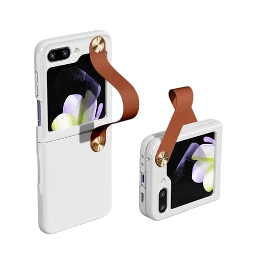 Étui en cuir pour Samsung Galaxy Z Flip 4 avec dragonne chic marron