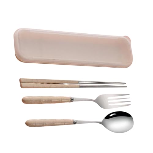Juego de cubiertos de camping – Juego de cubiertos portátiles de acero inoxidable, utensilios de comida reutilizables, organizador de vajilla ligero | Utensilios de viaje con maletín para viaje por