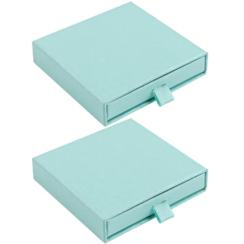 Framendino, 2 Pack Cardboard Jewelry Paper Boxes Bulk Ring with Lids 3.1x3.1x0.7 Inch Small for Bracelets Necklace Earring Bracelet (Blue)