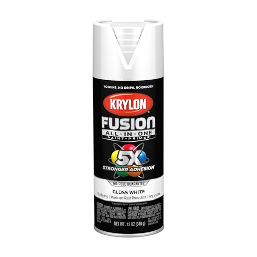 Krylon Fusion All-In-One Adhesive Spray Paint for Indoor/Outdoor Use, 12 oz, White