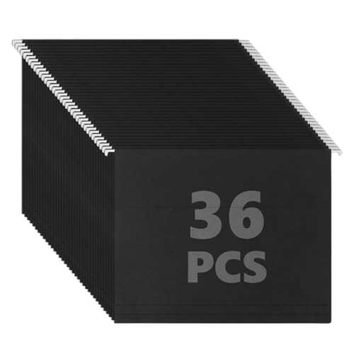 STARVAST A4-Hängemappen, 36 Stück, Aktenschrank, Hängemappen mit Registern und Karteneinsätzen, für Schule, Zuhause, Arbeit, Büro, Organisation (Schwarz, A4)