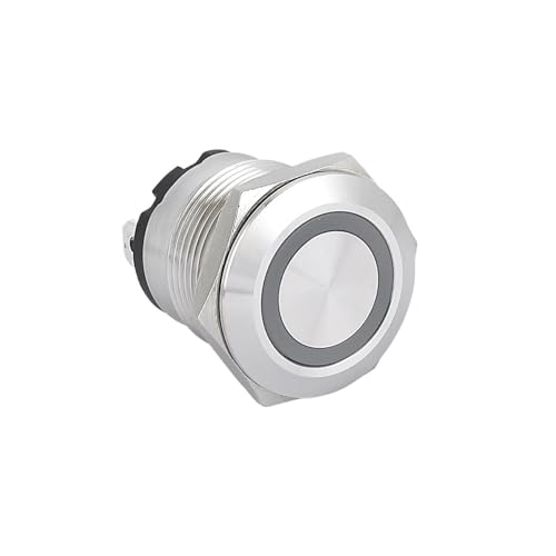 Interrupteur bouton-poussoir 19mm en acier inox 20A pour tableau de bord
