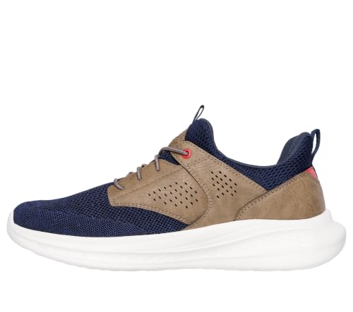 Skechers Slade - Breyer Knitted Bungee Sneaker,Navy/Tan,11 Medium
