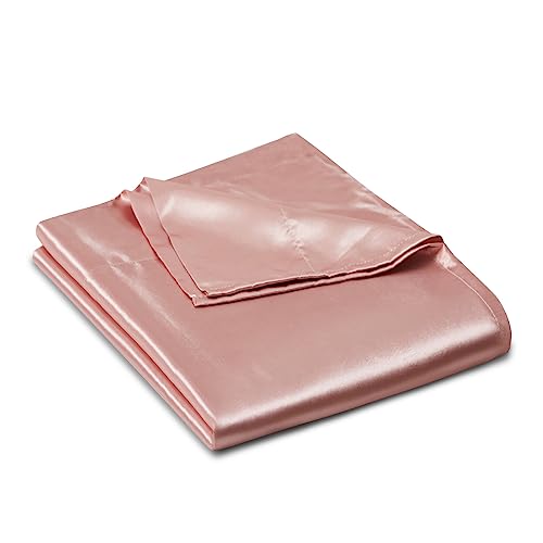 Image of Ersmak Satin Flat Sheet Only, Single Flat Sheet Twin, Luxury & Ultra Soft Silky Bedding Top Sheet for Twin Mattress - Champagne
