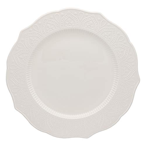 10 Strawberry Street Dahlia 10.5' White Dinner Plate, Set of 6