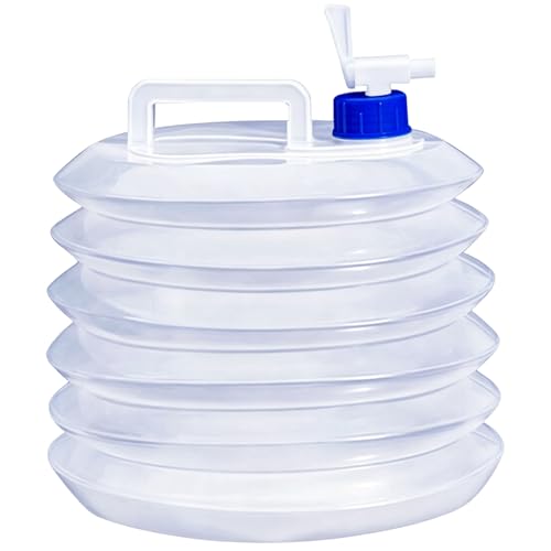 HSHHOOM 3L Collapsible Water Container 21cm×16.5cm Camping Water Container Water Carrier With Tap for Hiking Caravans Picnic (ZDT-3L)