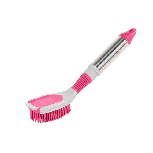 Kleeneze KL076816EU7 Cepillo Para Fregar Con Cerdas De Goma En Forma De Corazón, Cepillo De Lavado Para El Uso Diario, Eliminar La Grasa De Platos Y Sartenes Con Facilidad, Rosa