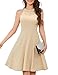 Bbonlinedress Konfirmationskleid Damen Sommerkleid Knielang Neckholder Cocktail Brautjungfer Kleid Ballkleider Abendkleider elegant für Hochzeit Champagne XL