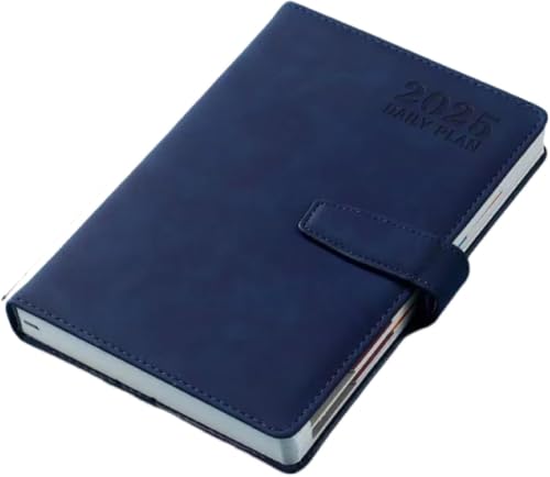 スケジュール帳 a5 日程本 家計簿 2025年 1月〜12月 365日手帳 日記帳 ビジネス ノート 月インデックス 磁気吸着 防水防汚機能 フェイクレザー 毎日計画本 年度収支 納付記録 アドレス帳 月計画 週のまとめなど (ネイビー)