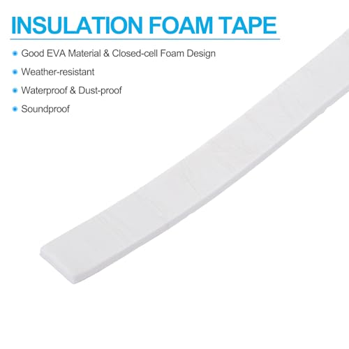 PATIKIL 5/8W x 1/8T x 16.4Ft Doppelseitiges Schaumstoffband, EVA Mehrzweck Selbstklebendes Wetter-Schwamm-Dichtungsband für Heimdekoration, Kartengestaltung DIY-Projekt, Weiß