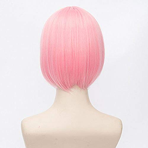 Anogol Hair Short Bob Wig Straight Cosplay For Kids With Bangs Pink Ombre Cosplay Wigs Synthetic Wig For Cosplay Costume Party Halloween Without Hair Clip #TOP2