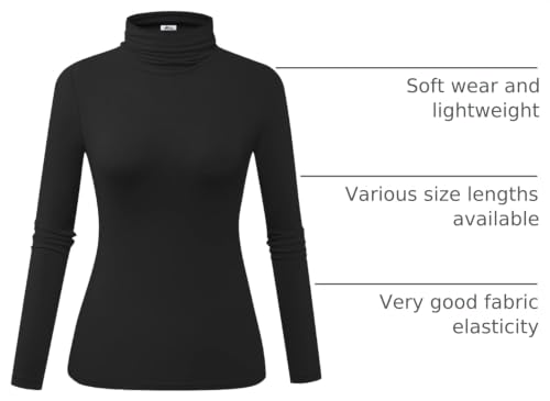 Image of Herou Womens Long Sleeve Turtleneck Slim Fitted Lightweight Casual Active Layer Tops Shirts