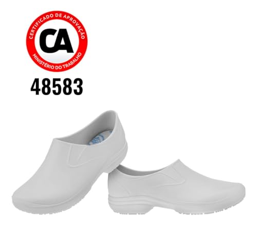 Sapato Enfermagem Hospitalar Cozinha Antiderrapante Com Ca (Branco, BR, Adulto, Numérico, 35)