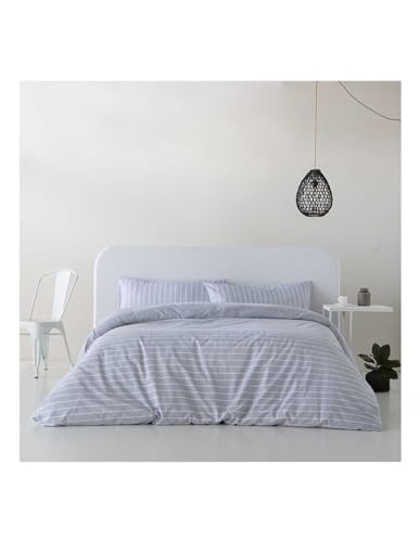 Funda edredón 150x220 lavable de algodón gris para proteger tu nórdico 4