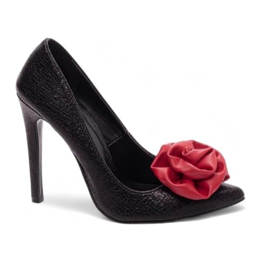 Torricella, Sapato Scarpin Salto Alto Stiletto Bico Fino Feminino 12 cm Flor Torricella Cor:Preto;Tamanho:35