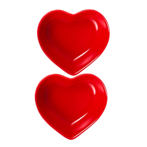 OFFIGAM 2個 セラミック製ハート型小皿 調味料用ディップボウル 前菜や寿司に 滑らかな質感で多用途調味皿 パーティーや記念日に