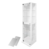 地球家具 コレクションラック DIO 本体 側面ガラス 幅46cm ミドル ハイタイプ 奥行38cm ホワイト コレクションケース ガラスケース ディスプレイケース フィギュアラック フィギュアケース （本体 + 背面ミラー） (幅46cm ミドル, ハイタイプ,奥行38cm,ホワイト) ※LEDユニットは別売