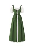 Spooktacular Creations Vestido renacentista de Halloween para mujer, vestido verde de manga corta medieval, vestido gótico de cintura alta para festivales de baile diarios, verde, L