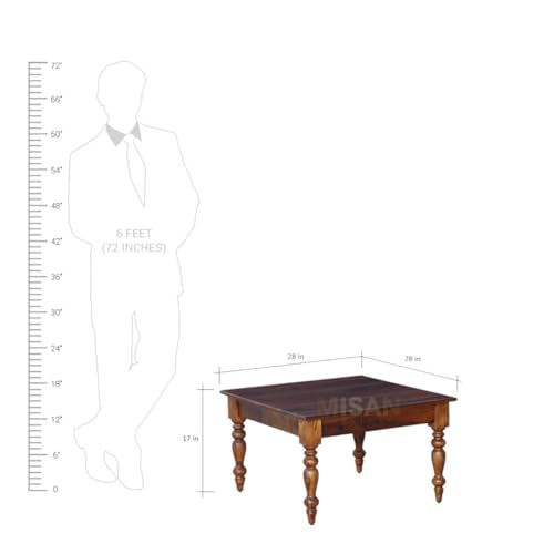 Image of MISAN Solid Sheesham Wood Coffee Table - Elegant Center Table with Two Spacious Drawers | Sturdy & Stylish Wooden Furniture for Home & Living Room (I - Hony)