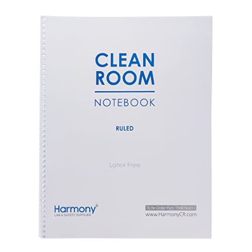 Harmony Lab & Safety Supplies Cleanroom Note Book, College Ruled, Side Spiral, Latexfree, 5.5