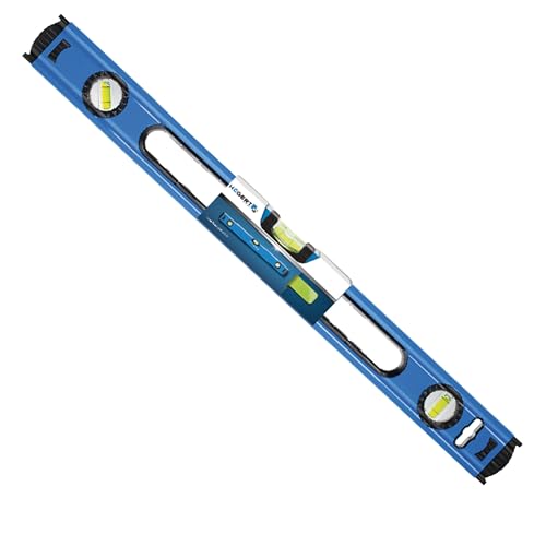 Högert Technik - Wasserwaage 100 cm Verfügt über 3 Libellen: 0 / 45 / 90 Wasserwaagen aus Aluminium Stoßdämpfende Endkappen Größe: 100×5.65×2.1 cm HT4M010