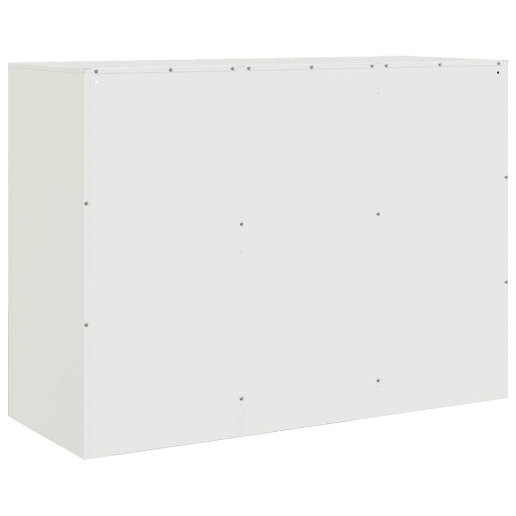 Aparador blanco 99 x 39 x 73 cm, acero laminado en frío, 3 puertas, espacio de almacenamiento para sala de estar, pasillo, comedor, oficina