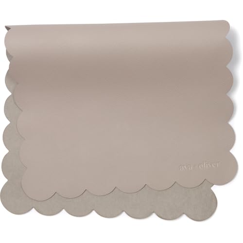 Image of Ava + Oliver Vegan Leather Baby Changing Mat (16 X 30 in) - Multipurpose Wipeable and Portable Diaper Changing Pad - Foldable for Travel (Grey Scallop)