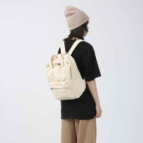 Image of MaxxCloud Vintage Canvas Backpack Purse Tote Satchel Hiking Daypack Travel Bag Handbag Rucksack (583 beige)