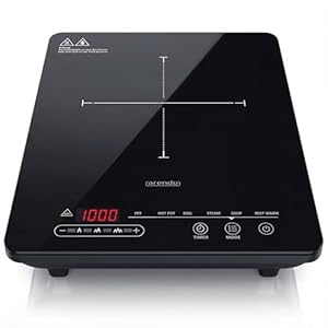 Arendo - Kochplatte Induktion 2100 Watt - Induktionskochplatte - 9 Leistungsstufen - 1 Induktionskochfeld - Sensor Touch Bedienfeld - Überhitzungsschutz - Automatische Erkennung der Topfgröße