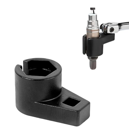 Sun Walker Offset Oxygen Sensor Socket, 3/8-Inch Drive by 7/8-Inch 22mm Offset O2 Sensor Remover, 6-Point Heavy Duty Oxygen Sensor Removal Tool with Wire Gate for Most Cars