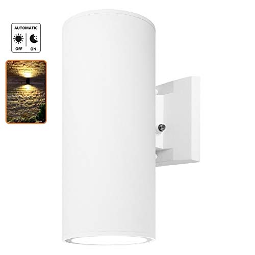 Dusk to Dawn Sensor Outdoor Wall Light, ZUUKOLE Exterior Lighting - ETL Listed, Die-Casting Aluminum Waterproof Wall Mount Cylinder Design - Up Down Light Fixture for Porch, Garage, Garden and Patio