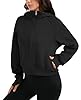 Oyamiki Casual Black Hoodie for Women Full Zip Fleece Jacket with Pockets Fall Long Sleeve Hoodies Y2k Cropped Sweatshirt XL #3
