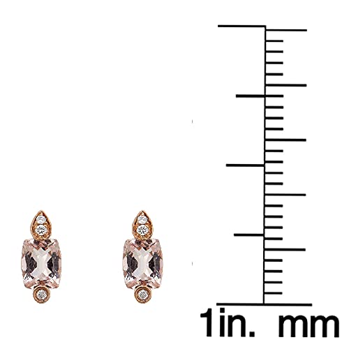 Gin & Grace 10K Rose Gold Genuine Morganite Earrings With Diamonds For Women | Ethically, Authentically & Organically Sourced (Cushion-Cut) Shaped Morganite Hand-Crafted Jewelry For Her | Morganite Earrings For Women #TOP1