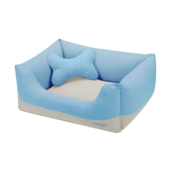 Blueberry Pet Heavy Duty Cotton Linen Blended Canvas Overstuffed Cuddler Bolster Lounge Dog Bed, Removable & Washable Cover w/YKK Zippers, 34″ x 24″ x 12″, 11 Lbs, Baby Blue & Beige Color-Block Blueberry Pet Heavy Duty Cotton Linen Blended Canvas Overstuffed Cuddler Bolster Lounge Dog Bed, Removable & Washable Cover w/YKK Zippers, 34″ x 24″ x 12″, 11 Lbs, Baby Blue & Beige Color-Block