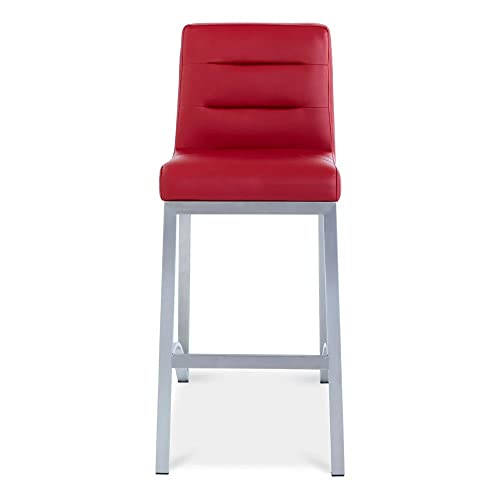 Zuri Furniture Lynx Counter Height Contemporary Bar Stool With Metal Base - Red #TOP3