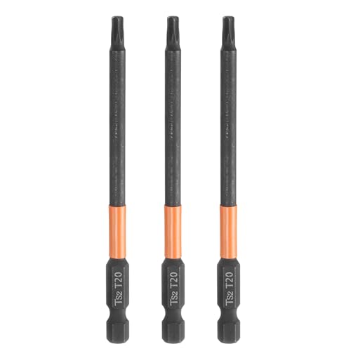 Image of sourcing map 3pcs T20 Torx Head Screwdriver Bit 4" (100mm) Long 1/4" Hex Shank Magnetic No Hole Tamper Proof 6 Point Star Screw Driver Drill Bits Phosphate S2 Steel Industrial Power Tools
