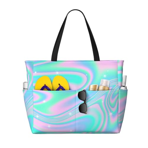 Sac fourre-tout avec poignées grand format pour femme motif néon pastel