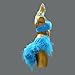 ZYDANC Professional Latin Rumba Performance Costume Cha Cha Ballroom Dresses Modern Dance Suit Feather Hemline Skirt,Blue,M