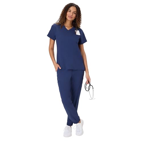 Hanes Women's Scrubs Set, Medical Scrubs with Pockets, Moisture-Wicking Healthcare Clothing for Women