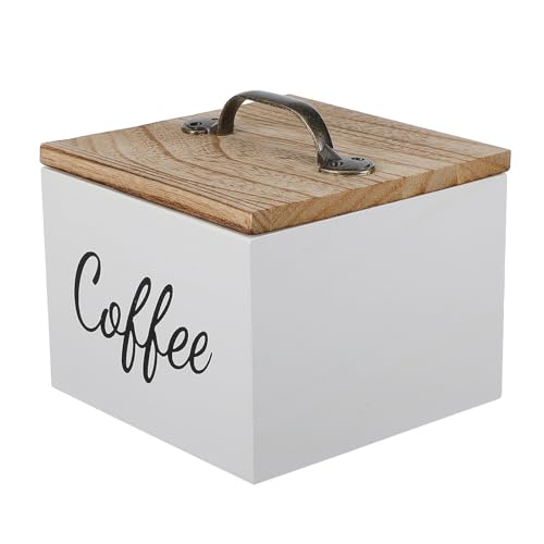 ELAYARD Soporte de Cápsulas de Café de Madera Blanca con Tapa, Organizador Compacto para Bolsitas de Té y Dulces, Caja de Almacenamiento para Cocina y Oficina, Contenedor Anti Polvo