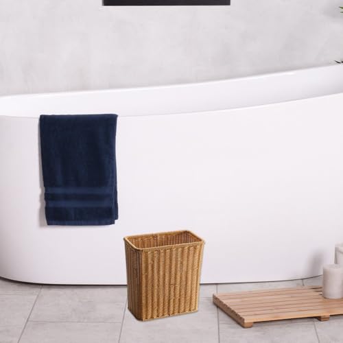 Cesto de basura de mimbre plástico para baño y dormitorio compatible con interiores modernos 3