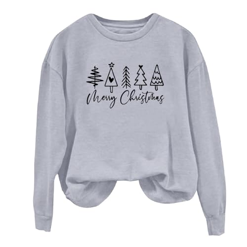 Sweat-shirt de Noël femme pull douillet gris pour les soirées d'hiver