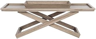 Safavieh Home Collection Arleana Light Oak Cross Leg Coffee Table with Tray