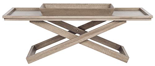 Safavieh Home Collection Arleana Light Oak Cross Leg Coffee Table with Tray